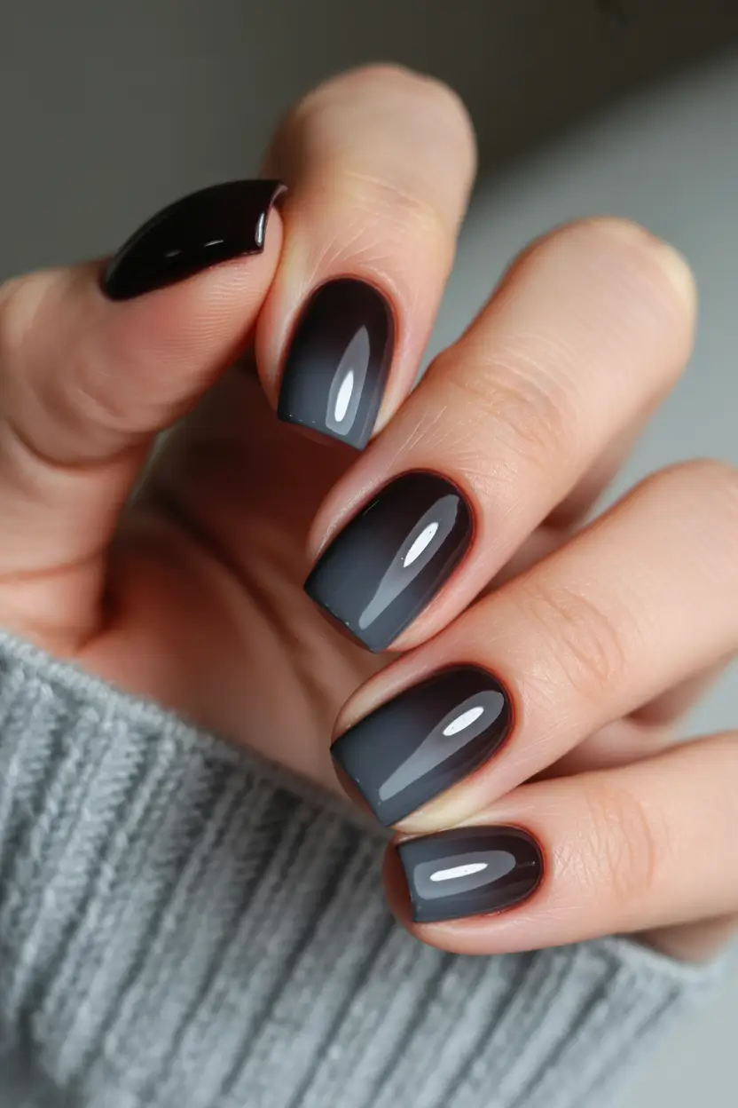 classy winter nails Smoky Midnight Ombre