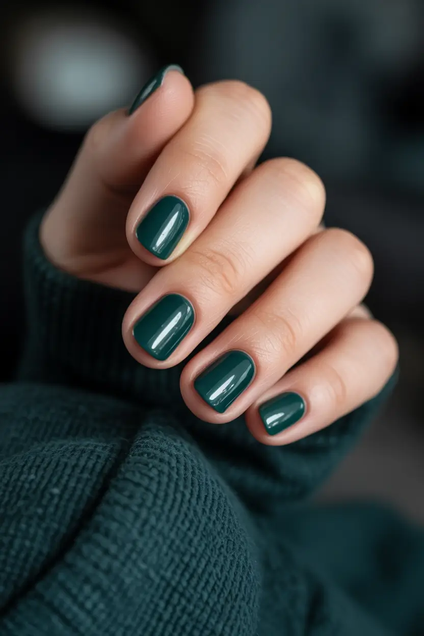 classy winter nails Evergreen Elegance
