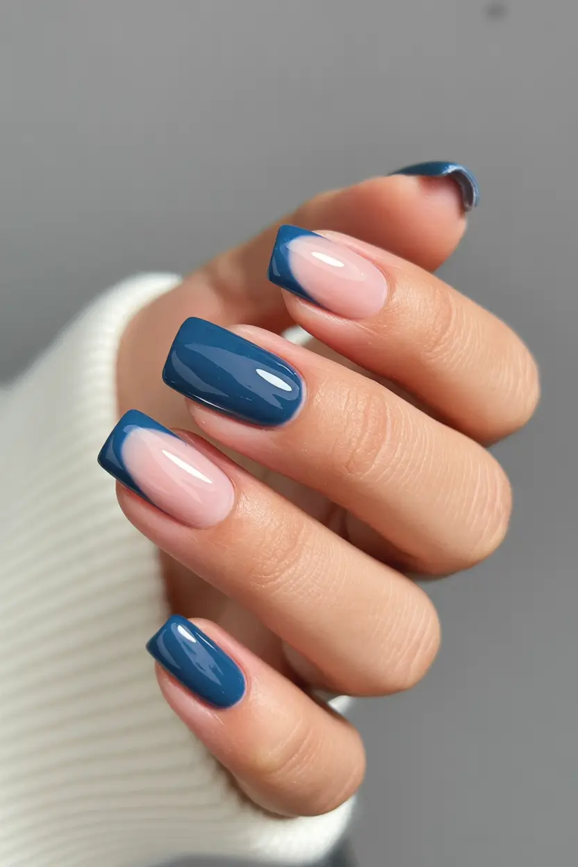 classy winter nails Midnight Blue Edge