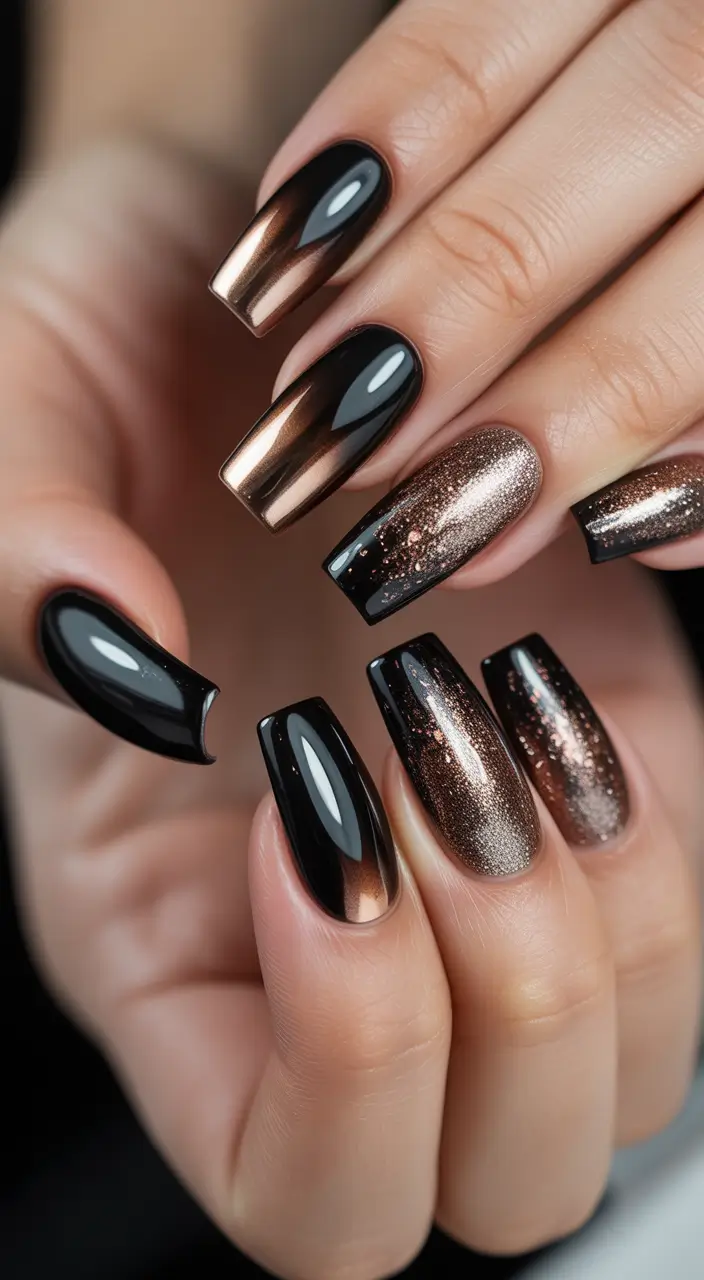 dark winter nails Bronze Eclipse Shine