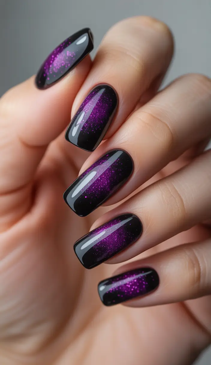 dark winter nails Purple Galaxy Veil