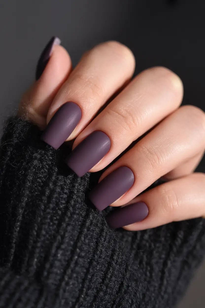 dark winter nails Velvet Plum Matte