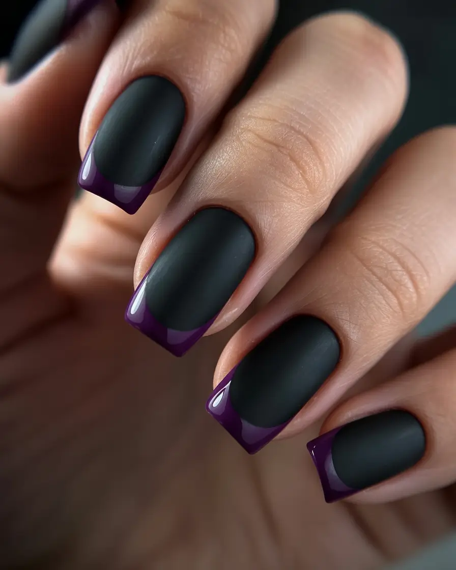 dark winter nails Shadowed French Elegance