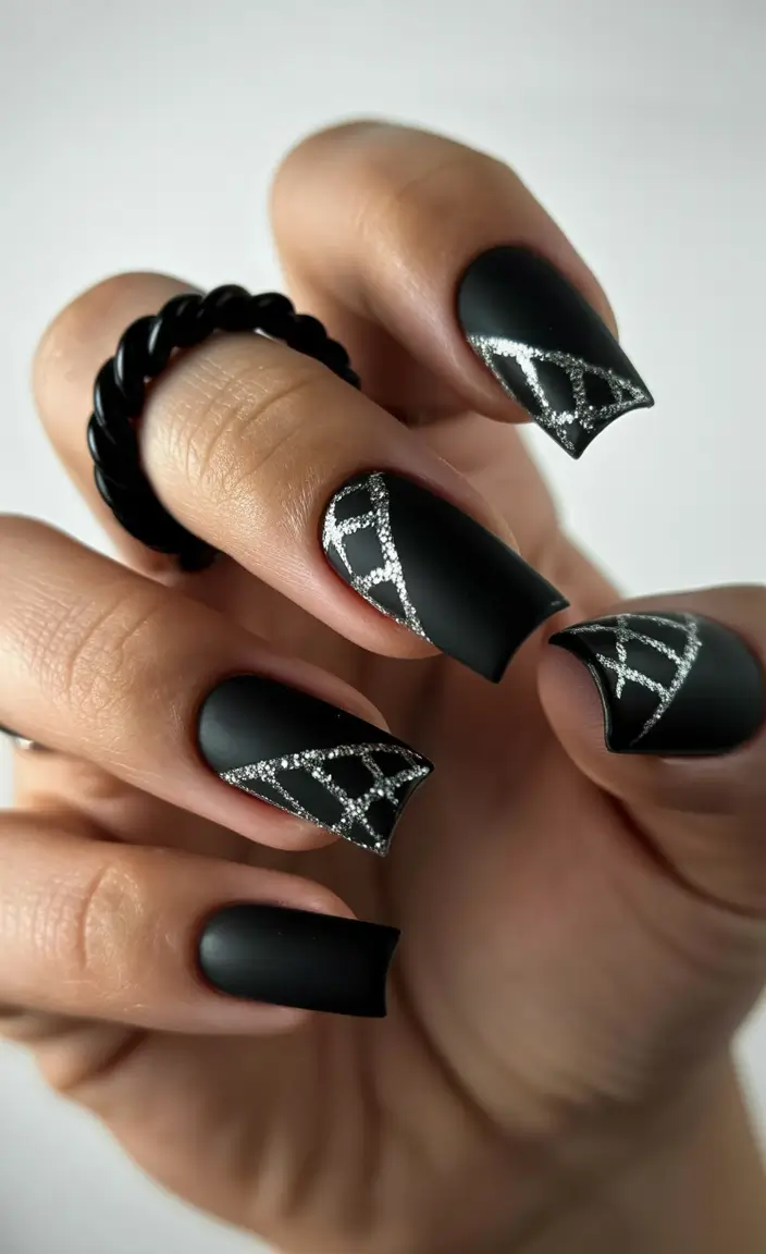 black christmas nails Black Diamond Glam