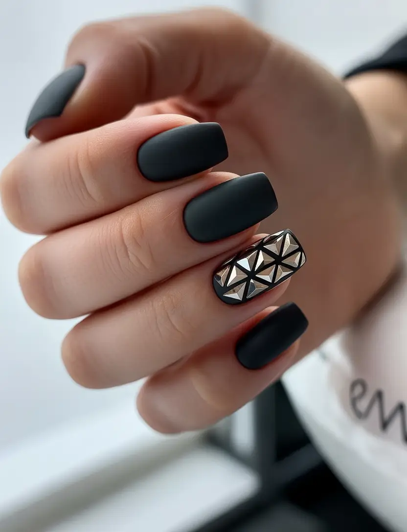 black christmas nails Metal Stud Statement