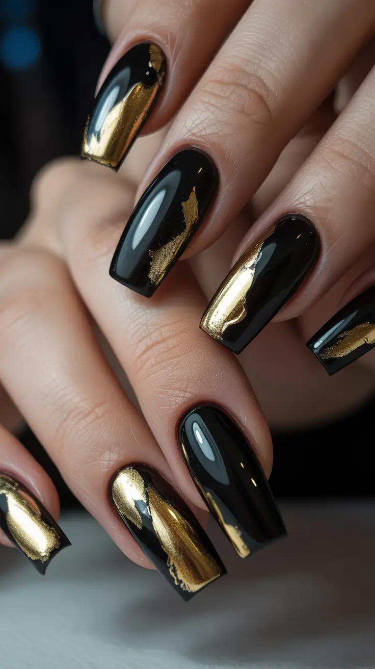 black christmas nails Golden Eclipse