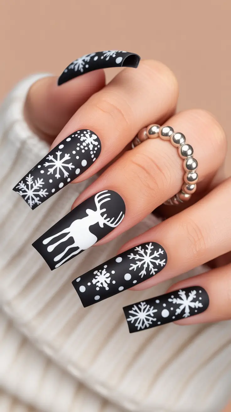 black christmas nails Snowflake Season