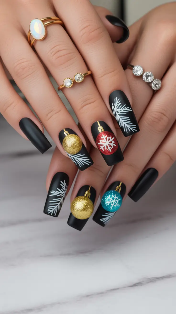 black christmas nails Festive Ornament Fantasy