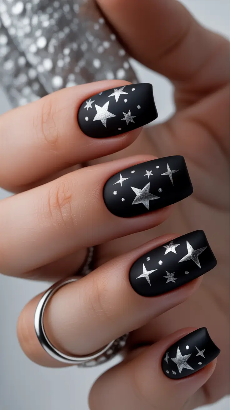 black christmas nails Starry Night Spark