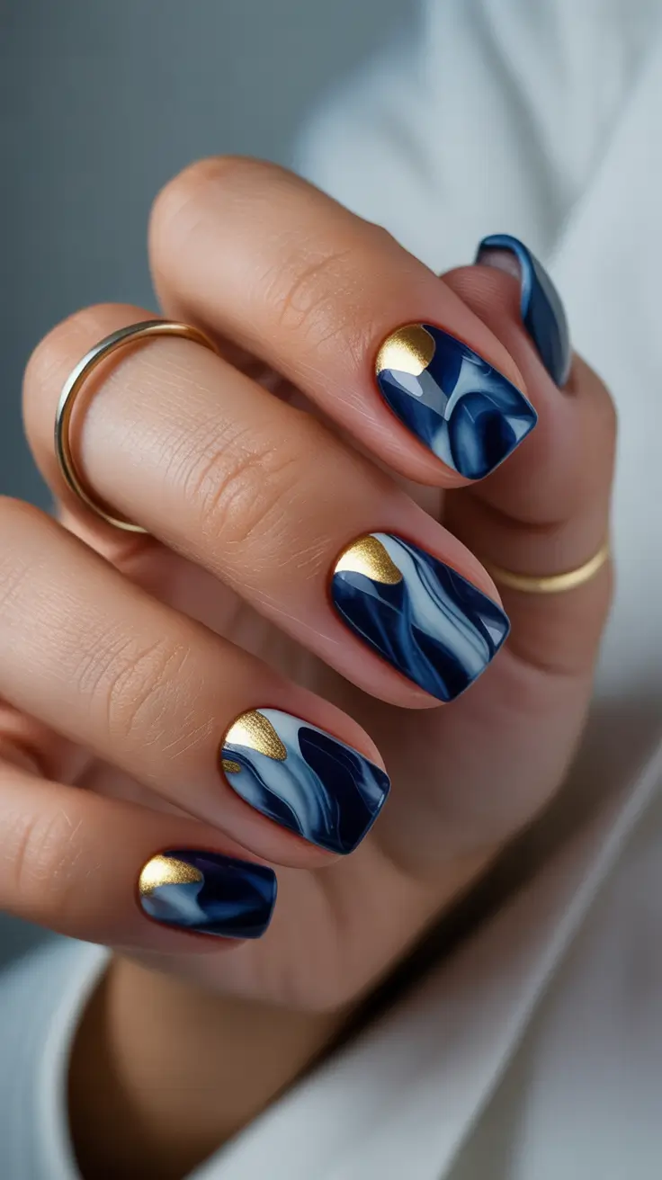 blue-winter-nails-2025-2026-Midnight-Marble-with-Golden-Accents