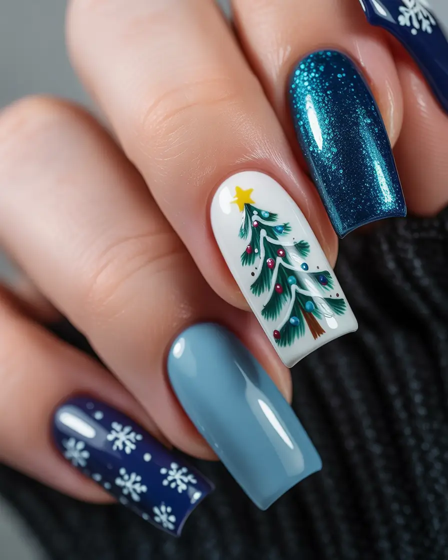 blue-winter-nails-2025-2026-Festive-Frost-Christmas-Tree-Charm