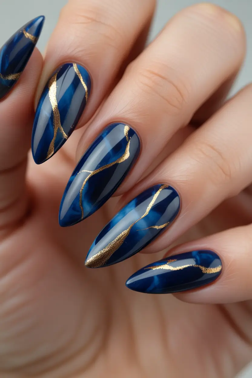 blue-winter-nails-2025-2026-Golden-Veins-on-Deep-Sapphire