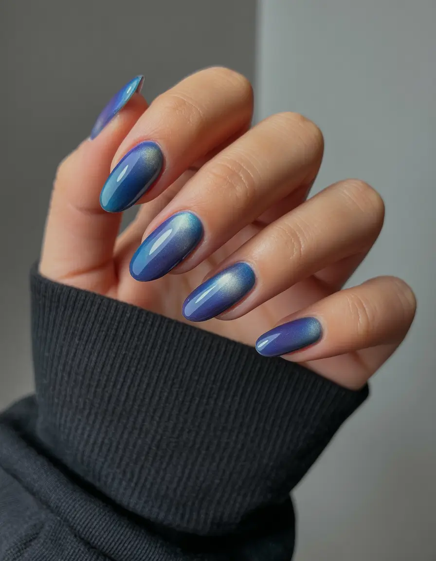 blue-winter-nails-2025-2026-Frosted-Aurora-Cat-Eye-Elegance