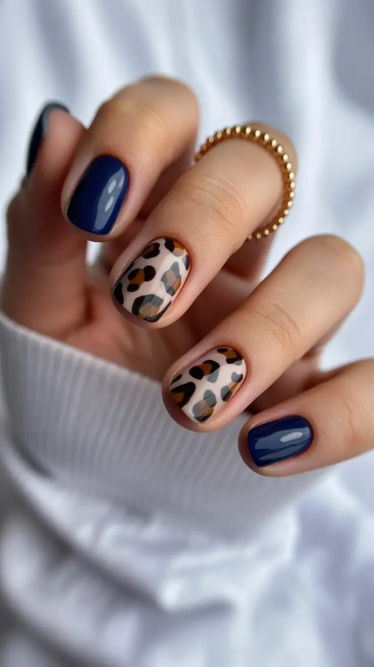 blue-winter-nails-2025-2026-Chic-Leopard-and-Navy-Contrast