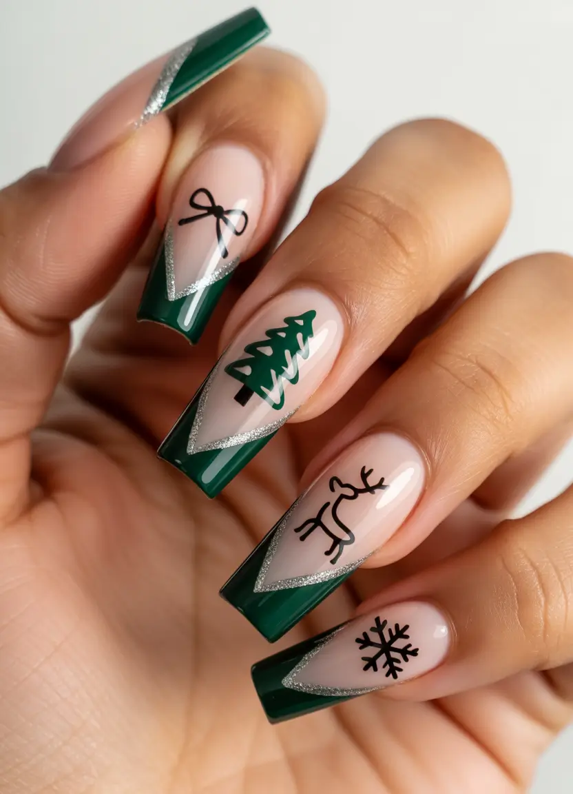 christmas nails Forest Edge French Tips