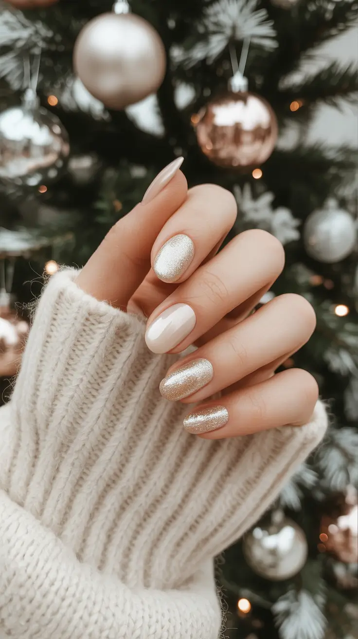 christmas nails Champagne Glow Minimalism