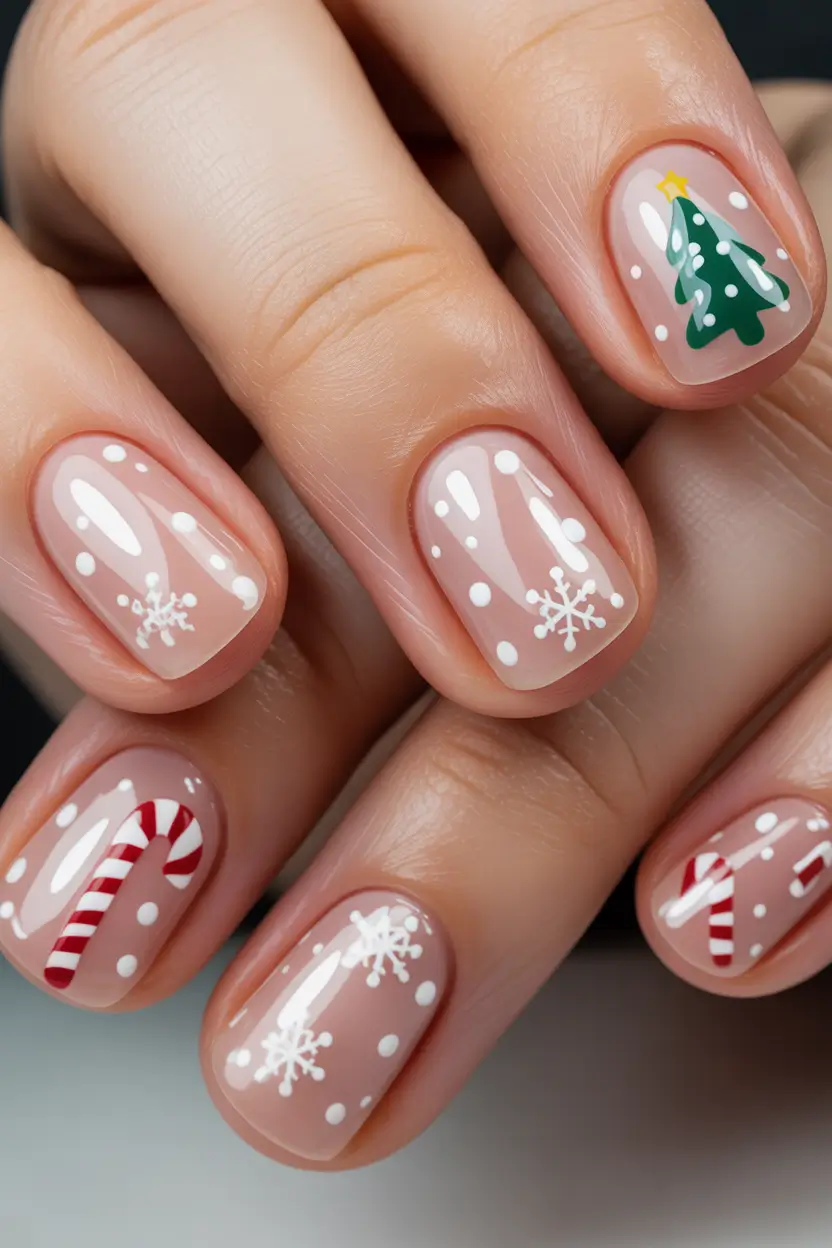 christmas nails Sweet Candy Cane Whimsy