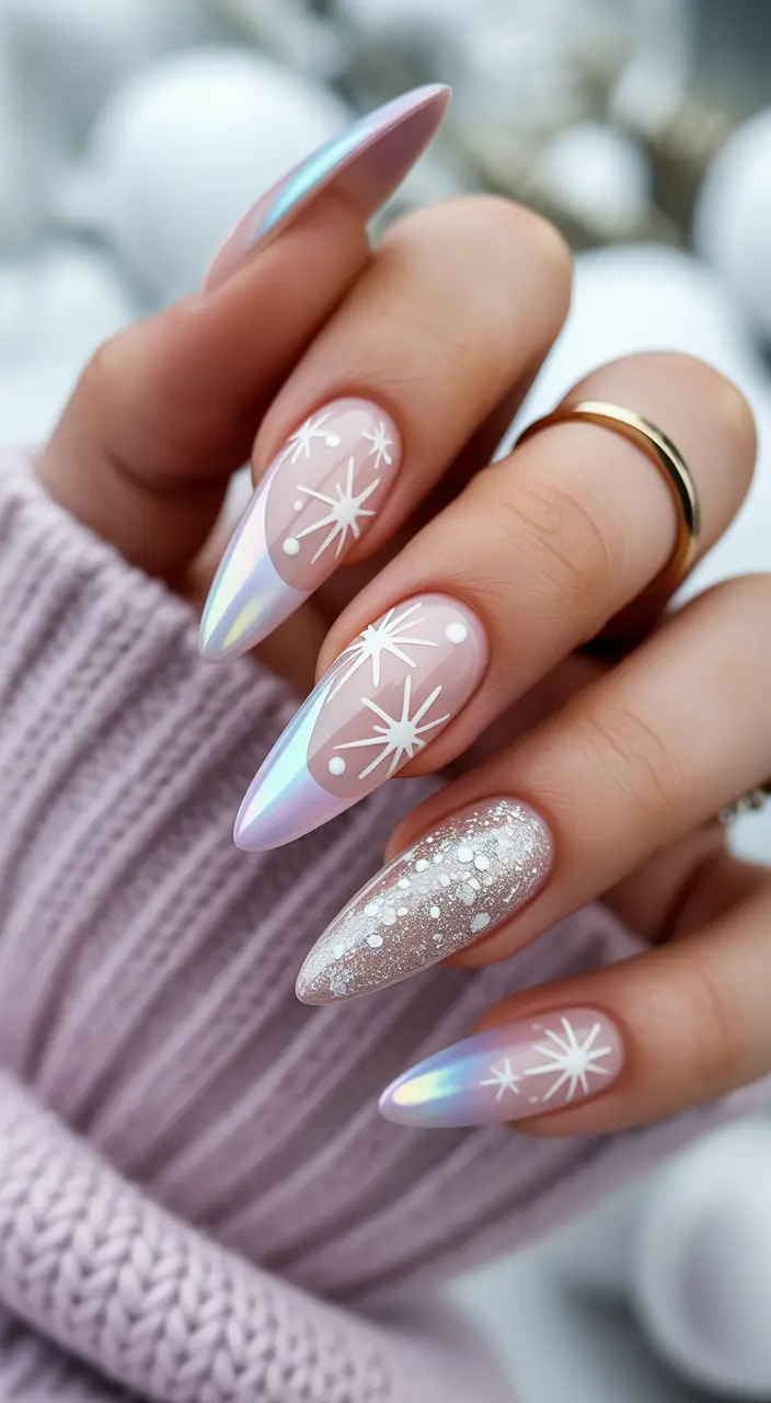 christmas nails Iridescent Winter Starlight