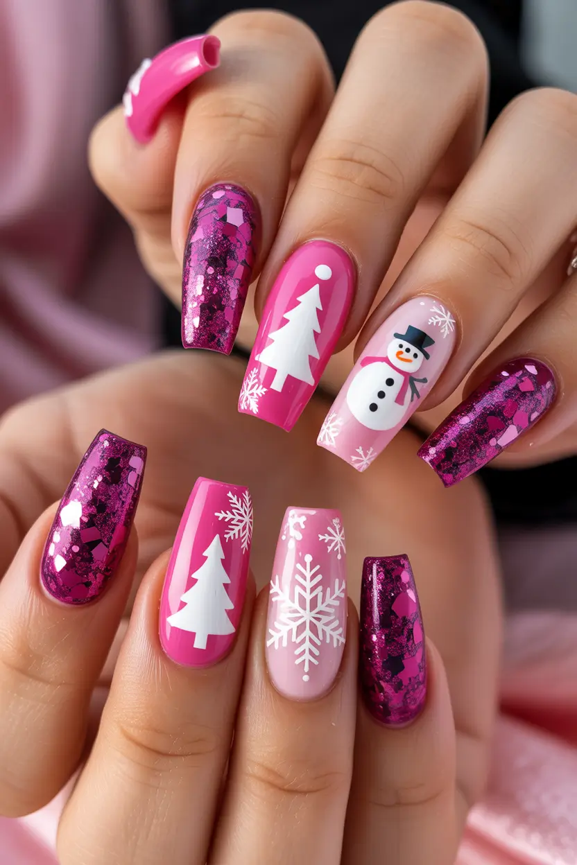 christmas nails Berry Frost & Snowman Delight