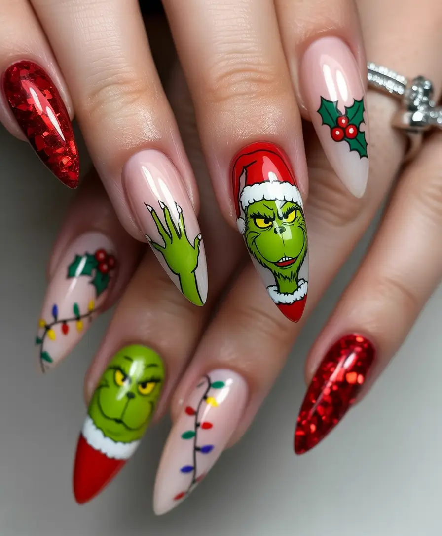 christmas nails The Grinch-Inspired Holiday Mischief