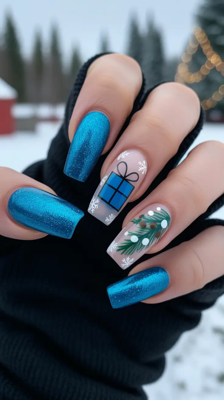 christmas nails Frosty Gift Box Charm