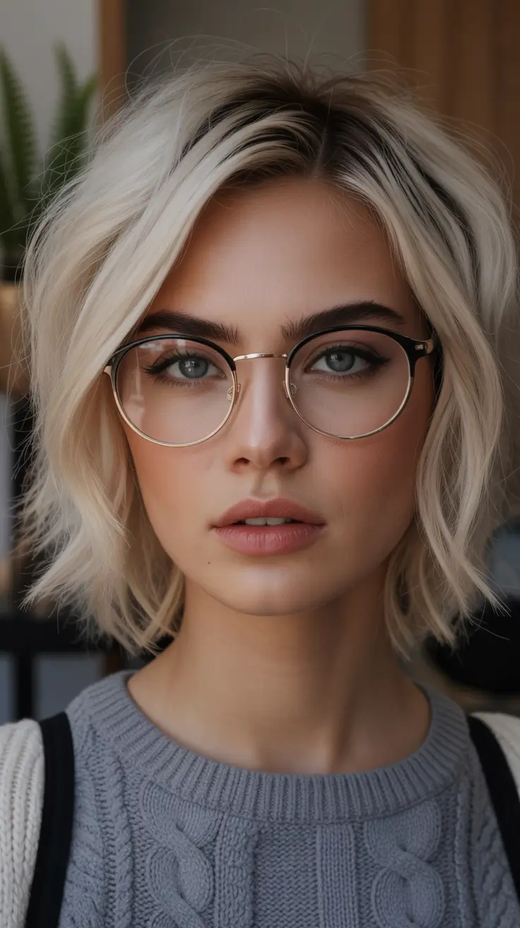 cute winter haircuts Women Textured Platinum Bob