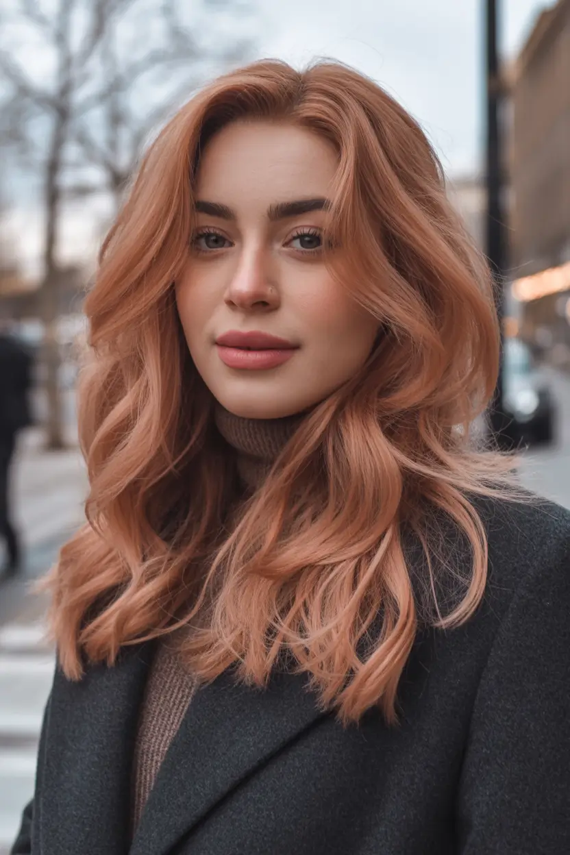 cute winter haircuts Women Soft Copper Waves