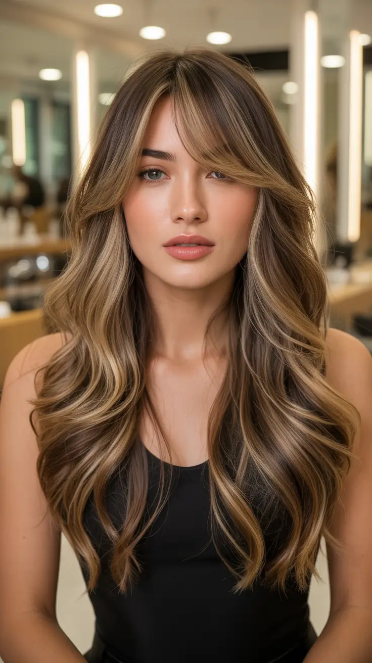 cute winter haircuts Women Soft Caramel Balayage Waves