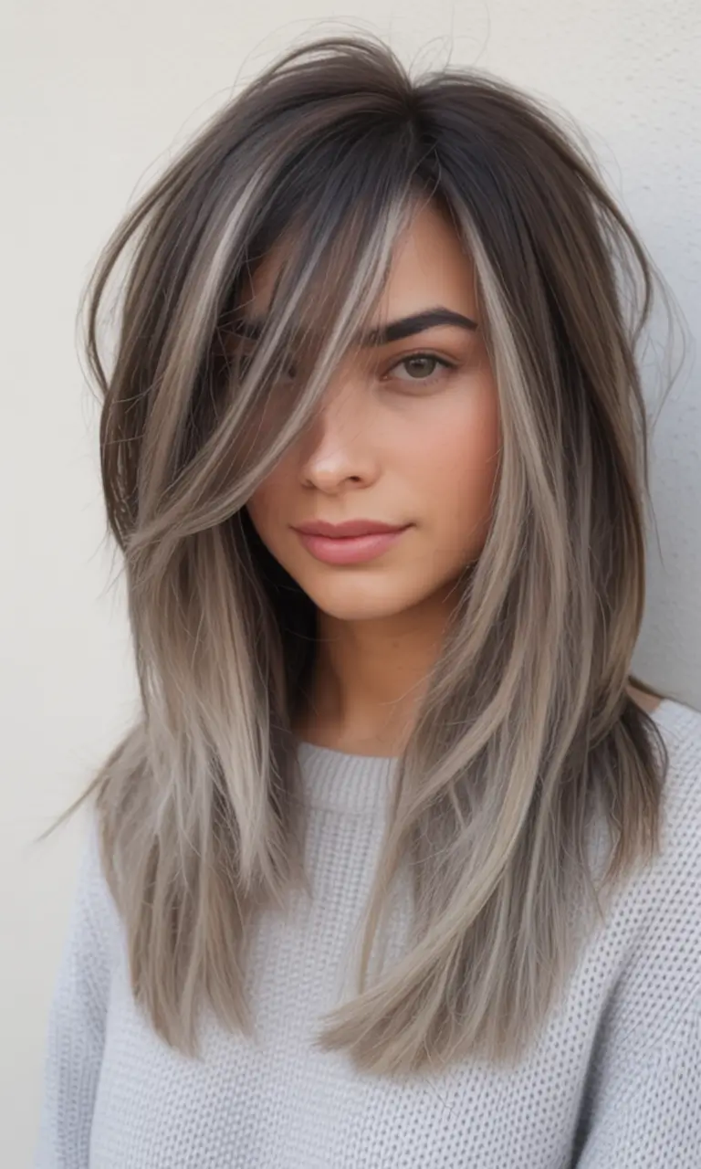 cute winter haircuts Women Smoky Ash Layered Cut