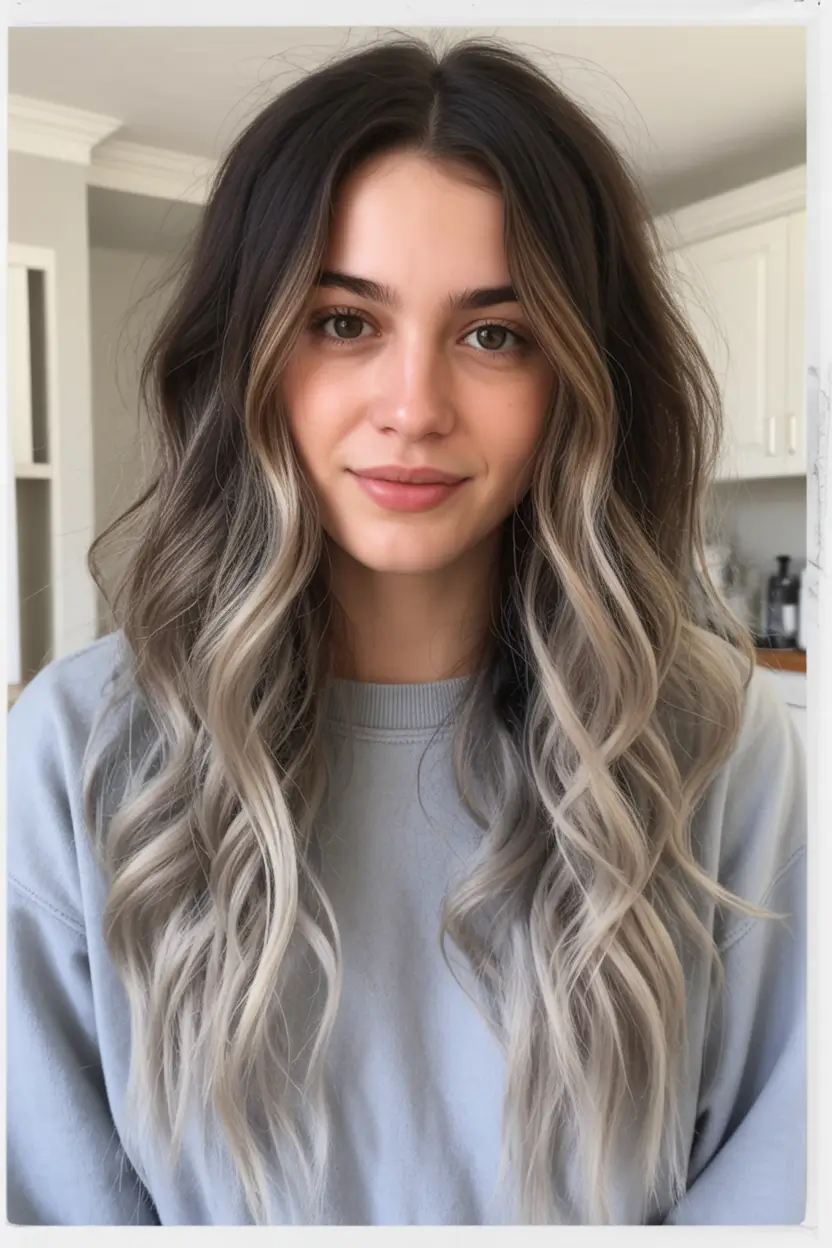 cute winter haircuts Women Silver Ombre Waves