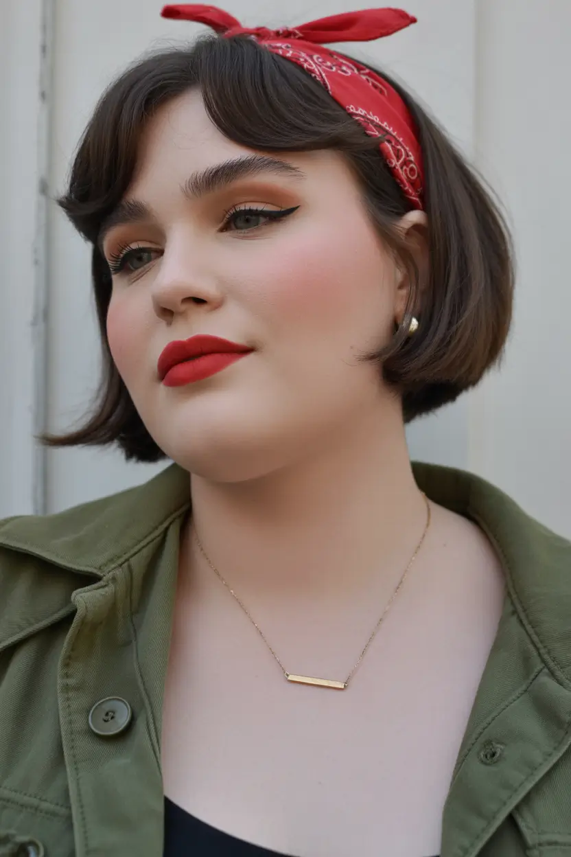 cute winter hairstyles Soft Retro Bob with Bandana