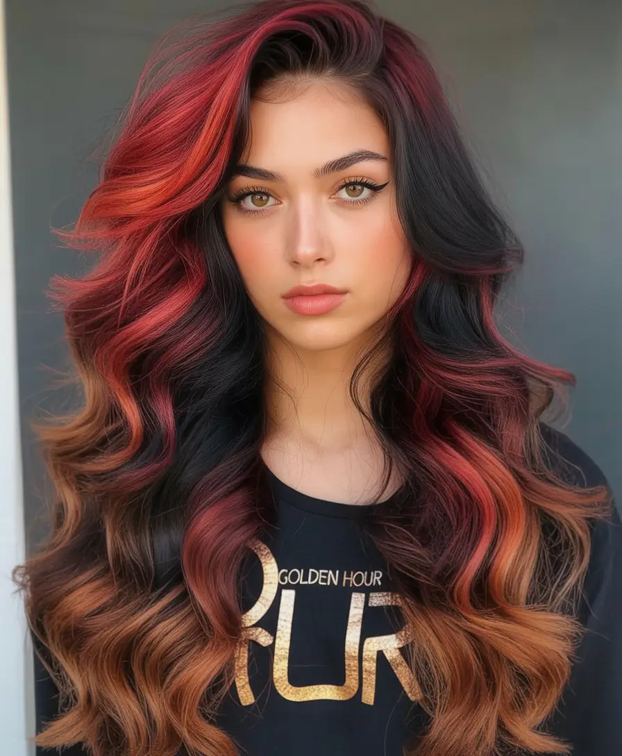 cute winter hairstyles Fiery Ombré Waves