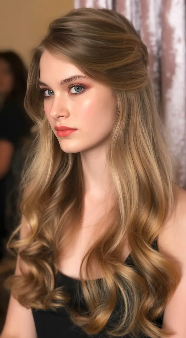 cute winter hairstyles Romantic Twisted Half-Up Waves