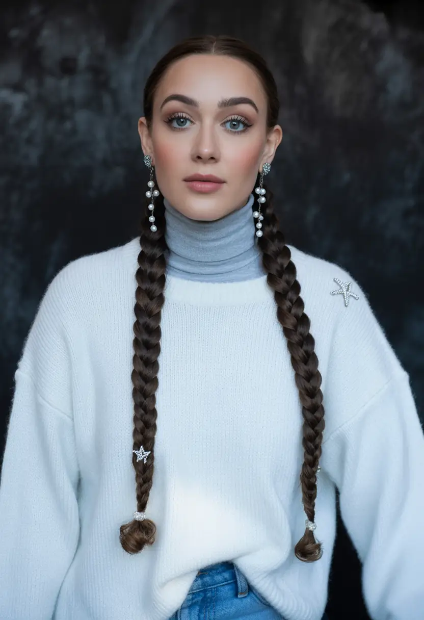 cute winter hairstyles Long Sleek Braids