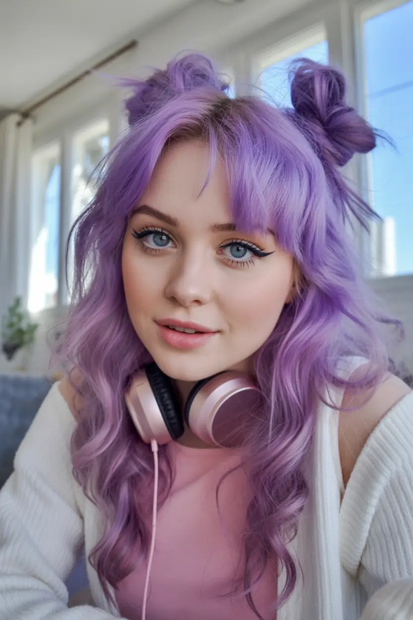 cute winter hairstyles Pastel Space Buns