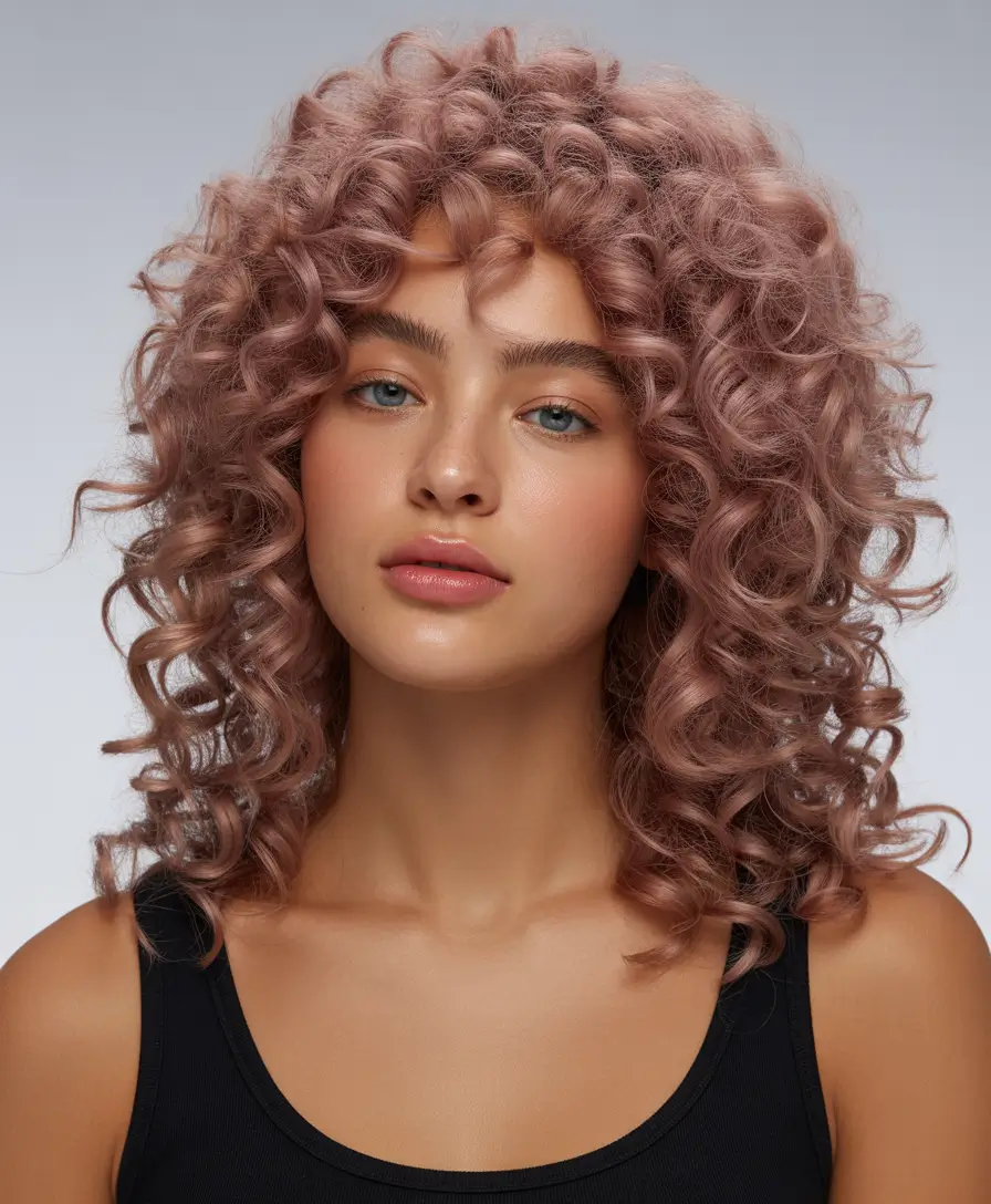 cute winter hairstyles Dusty Mauve Curls