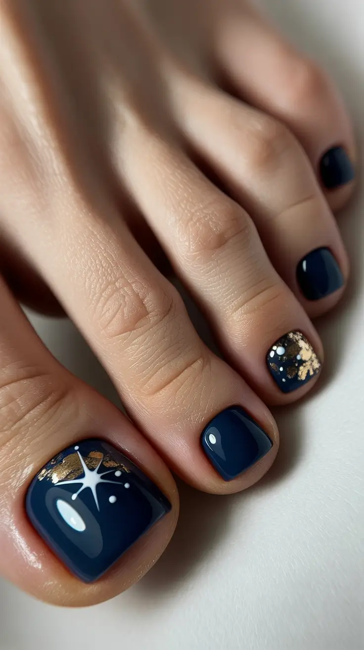 Winter Nails Toe Midnight Sky Sparkle