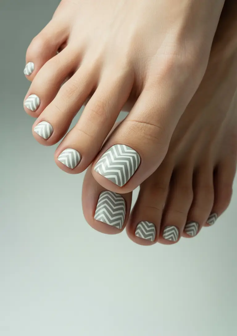 Winter Nails Toe Frosted Chevron Glam