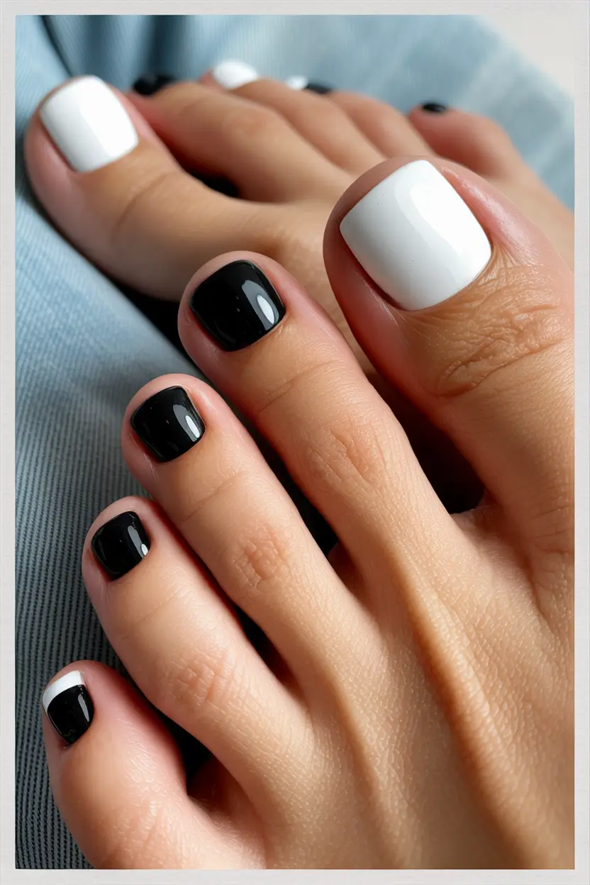 Winter Nails Toe Classic Monochrome Charm