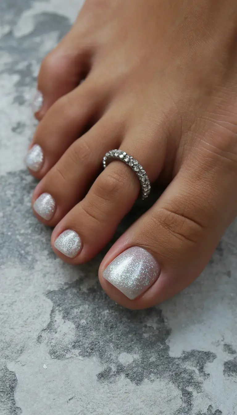 Winter Nails Toe Diamond Dust Glow