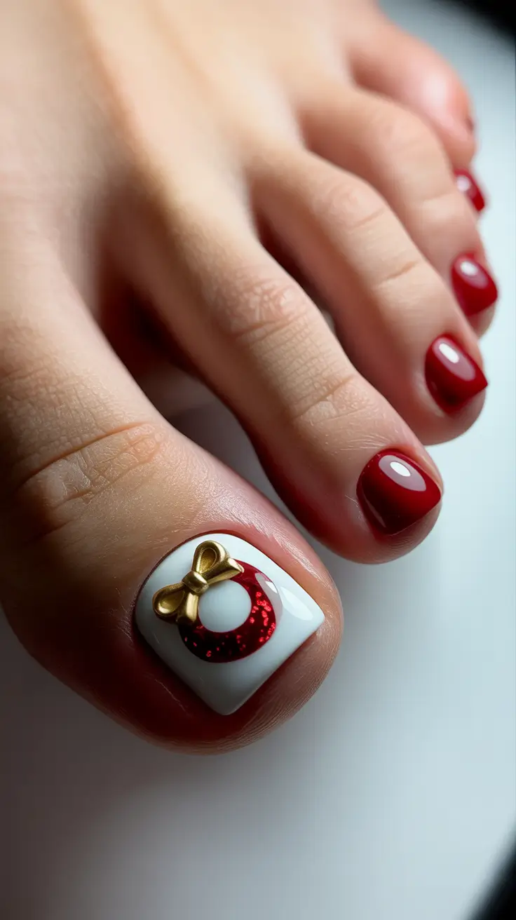 Winter Nails Toe Festive Bow Charm