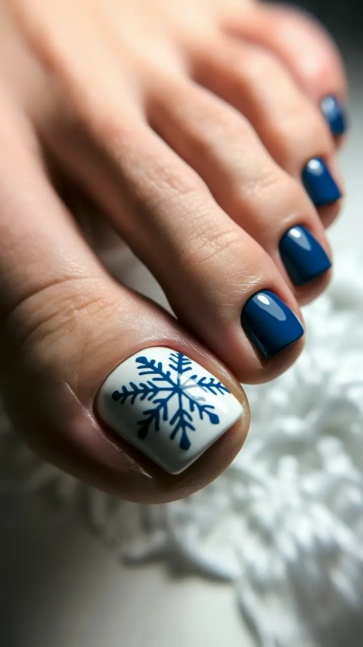 Winter Nails Toe Snowflake Serenity
