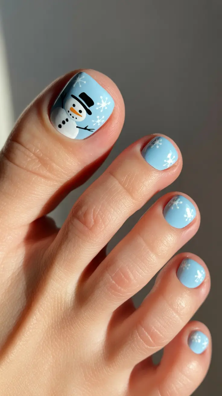 Winter Nails Toe Frosty Snowman Delight