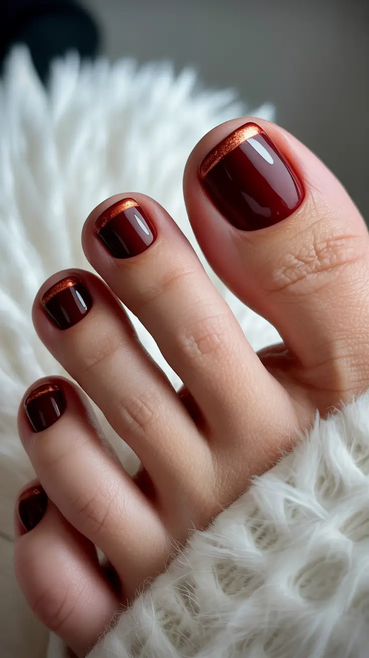 Winter Nails Toe Caramel Mocha French
