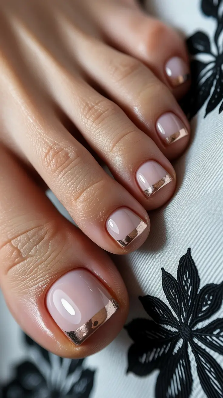 Winter Nails Toe Rose Gold French Chic