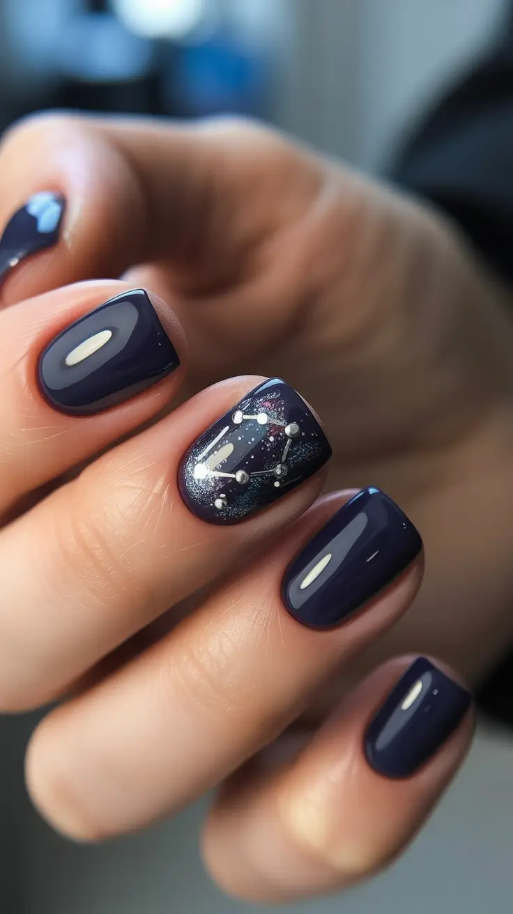 Dark Winter Nail Colors Midnight Constellation Elegance