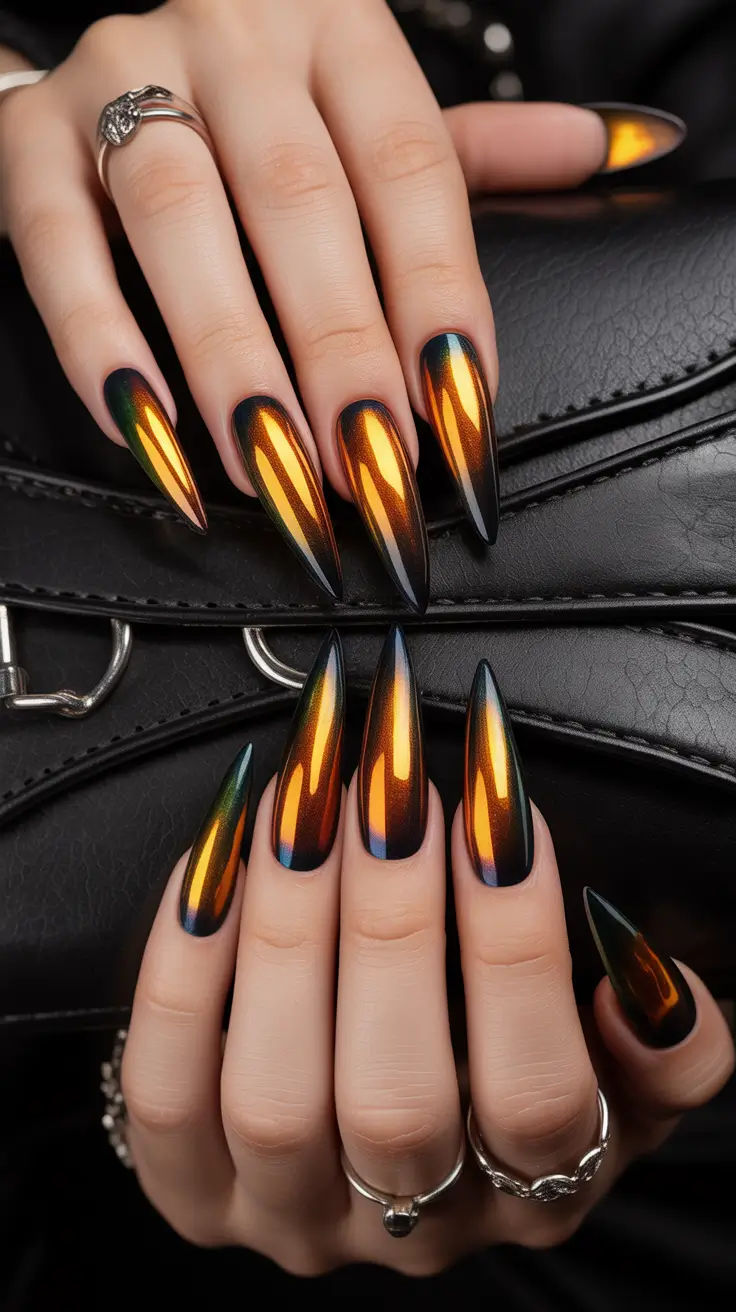 Dark Winter Nail Colors Molten Amber Mirage