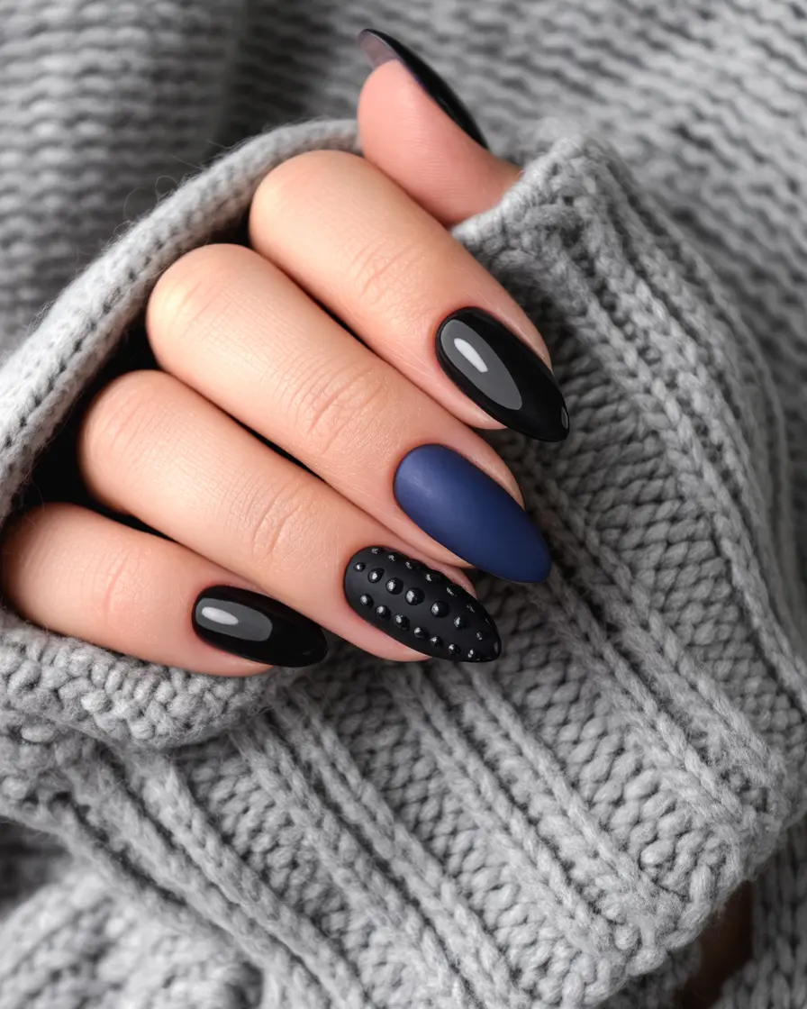 Dark Winter Nail Colors Matte Noir Texture