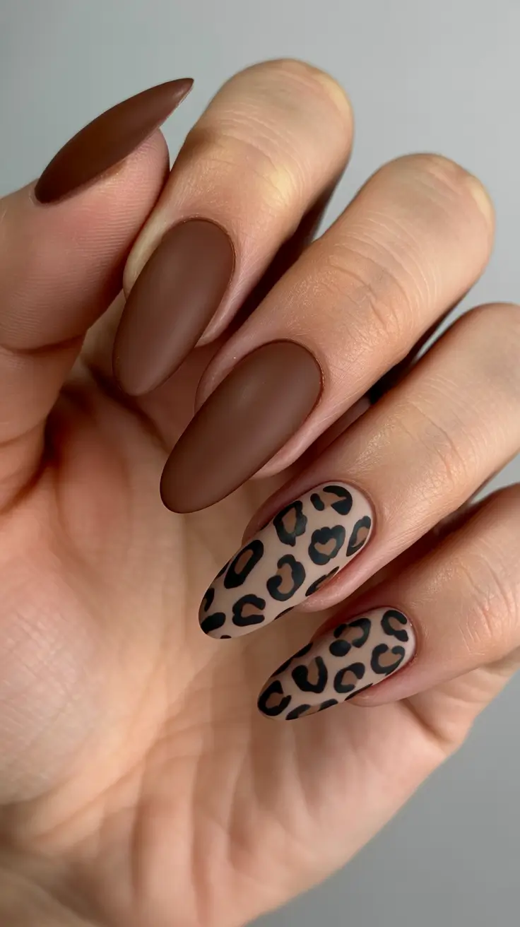 Dark Winter Nail Colors Mocha Leopard Dream