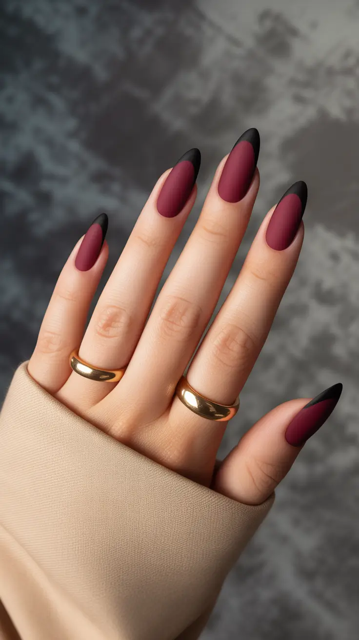Dark Winter Nail Colors Velvet Bordeaux French